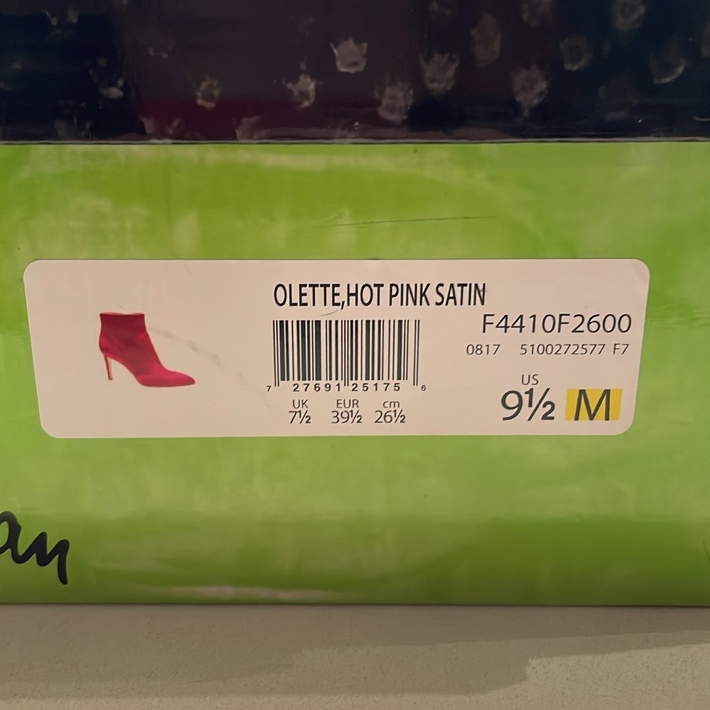 🆕 Sam Edelman Olette High Pointed Toe, Satin, Hot Pink Ankle Boots. Size 9.5M - Picture 10 of 10